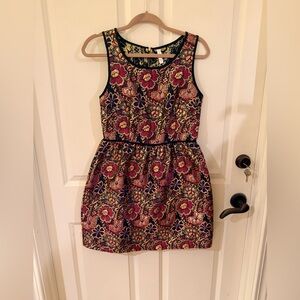 Floral Brocade Sleeveless Fit & Flare Dress